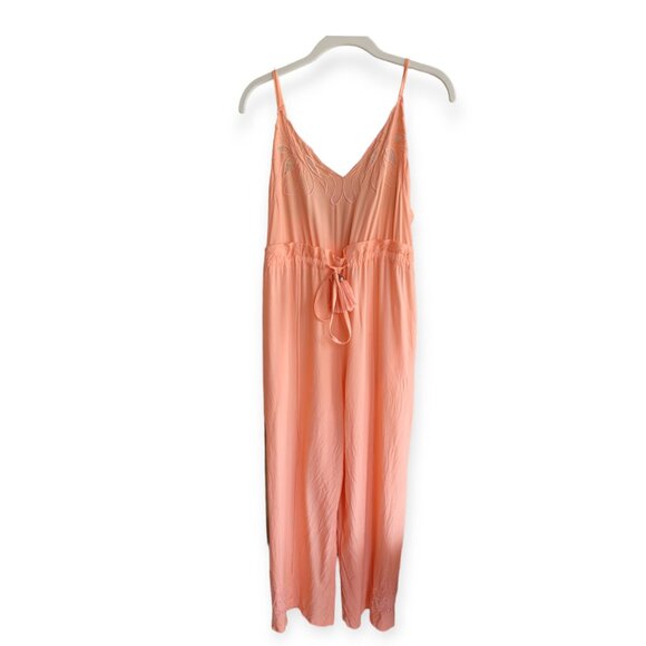 Free People sleeveless peach embroidered boho tie-waist Fonda jumpsuit | in S | - Picture 2 of 16